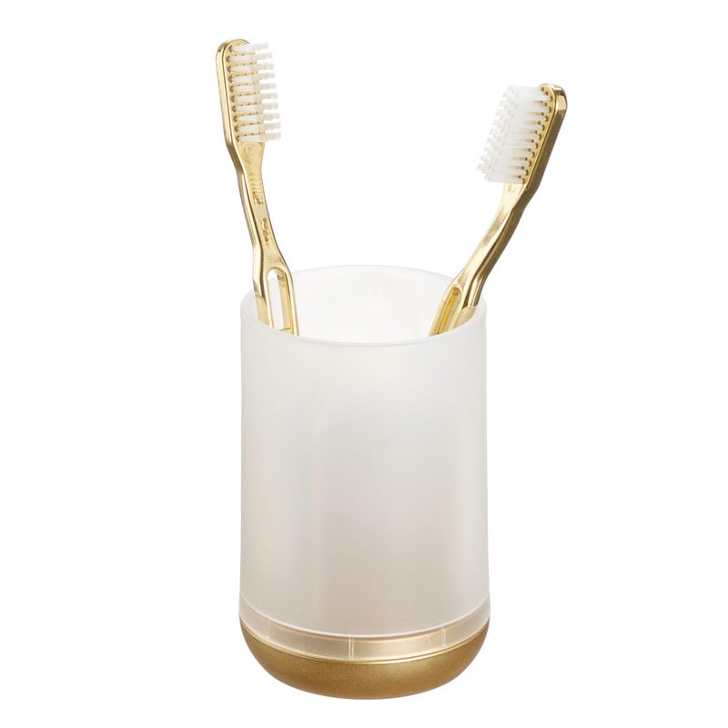 InterDesign iDesign 3 Divided Sections for Bathroom or VanityFrostGold Toothbrush Holder