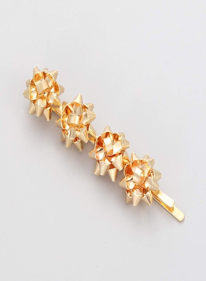 HZEYN Christmas Hair Clips for Women Winter Holiday Wrap Bows Hair Clips Hairpin Festive Jewelry Barrette Headwear Accessories (3PACK Christmas Bows Gold) - Image 5
