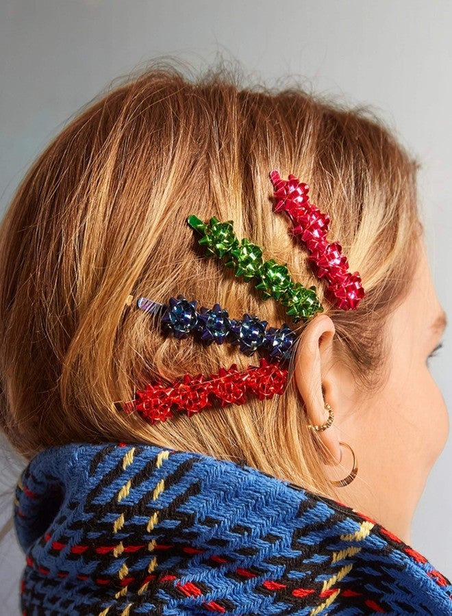 HZEYN Christmas Hair Clips for Women Winter Holiday Wrap Bows Hair Clips Hairpin Festive Jewelry Barrette Headwear Accessories (3PACK Christmas Bows Gold) - Image 2