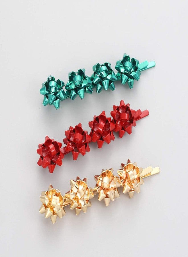 HZEYN Christmas Hair Clips for Women Winter Holiday Wrap Bows Hair Clips Hairpin Festive Jewelry Barrette Headwear Accessories (3PACK Christmas Bows Gold) - Image 4