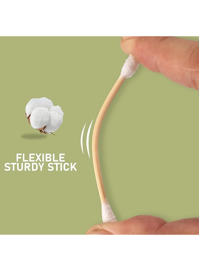 Bukela Cotton Swabs 800 Count Double Round Thick Tips Biodegradable Eco Friendly Strong Wooden Sticks Cotton Swabs For Ears Firm Qtips Cotton Swabs Natural Cotton Buds 3 Inch - Image 4