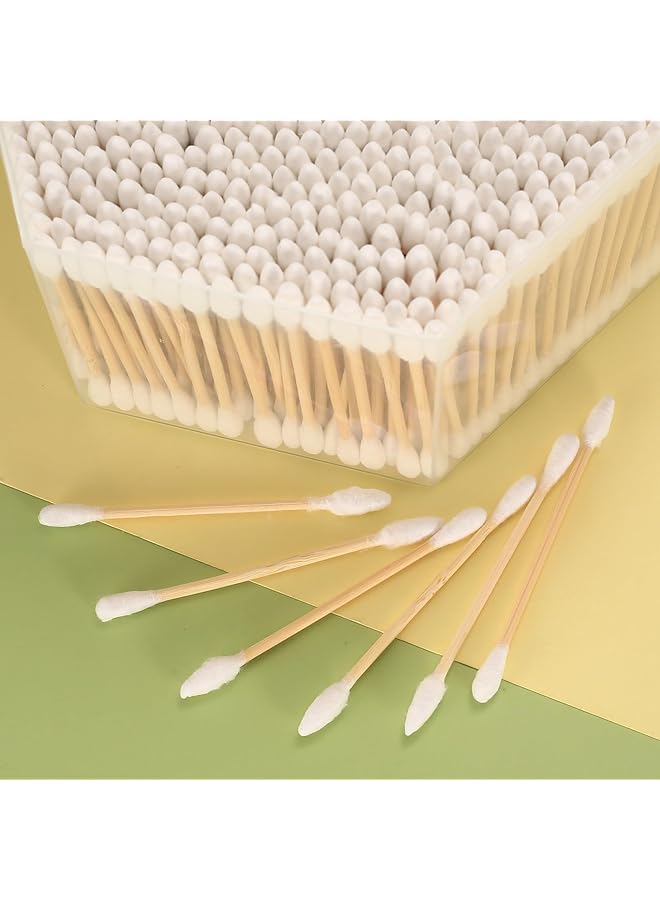 Bukela Cotton Swabs 800 Count Double Round Thick Tips Biodegradable Eco Friendly Strong Wooden Sticks Cotton Swabs For Ears Firm Qtips Cotton Swabs Natural Cotton Buds 3 Inch - Image 3