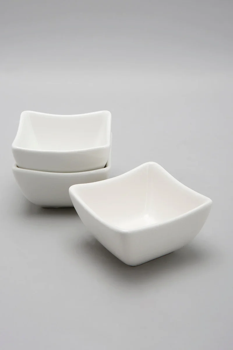Redtag White Porcelain Square Bowl Set (3 Piece)