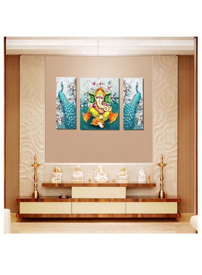 Rangoli New Shree Ganesha Ji & Beautiful Peacock Painting to Décor your Living Spaces Digital Reprint 29 cm x 43 cm (Pack of 1) - Image 4