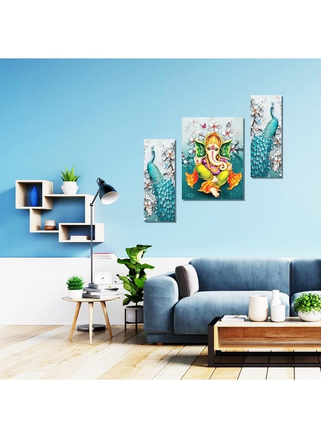 Rangoli New Shree Ganesha Ji & Beautiful Peacock Painting to Décor your Living Spaces Digital Reprint 29 cm x 43 cm (Pack of 1) - Image 3