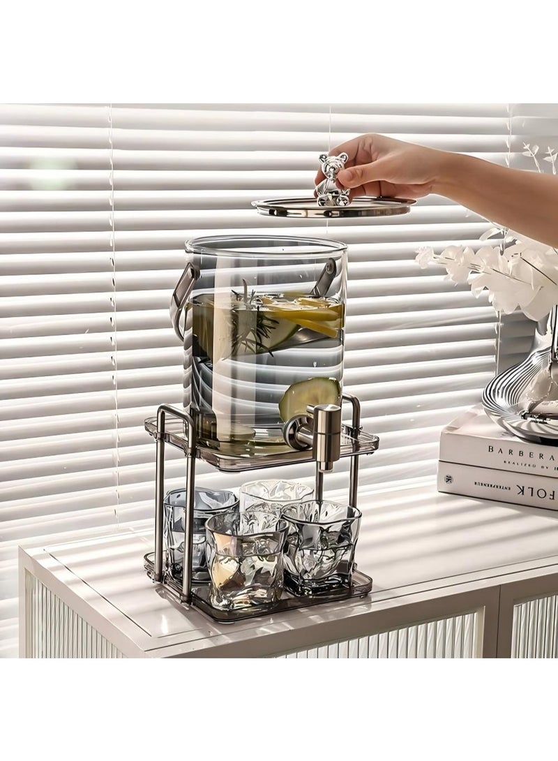 3.6L Glass Drink Dispenser with Stainless Steel Spigot and Stand, Beverage Container with 4 Glasses – Ideal for Lemonade, Iced Tea, Cold Water, Juice, and Party Use Gray - Image 4