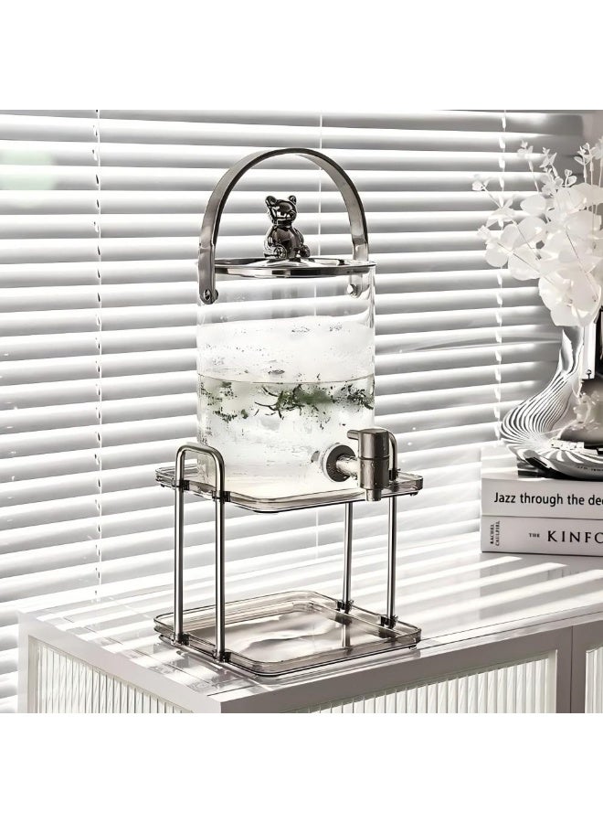 3.6L Glass Drink Dispenser with Stainless Steel Spigot and Stand, Beverage Container with 4 Glasses – Ideal for Lemonade, Iced Tea, Cold Water, Juice, and Party Use Gray - Image 5