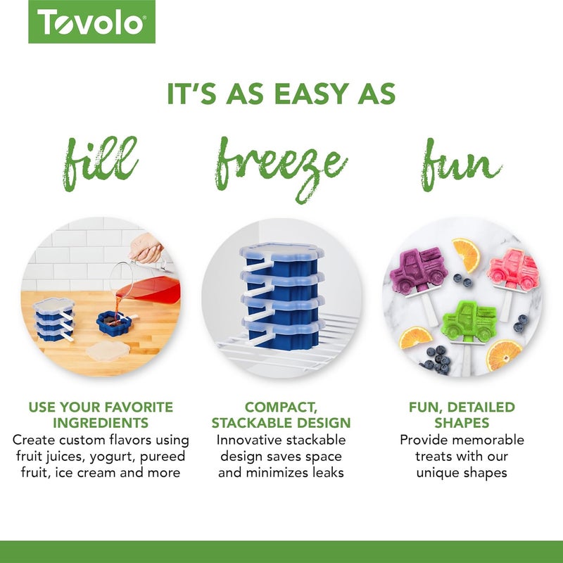 Tovolo Stackable Truck Pop Molds Set of Four for Making Mess-Free Frozen Treats - Image 4
