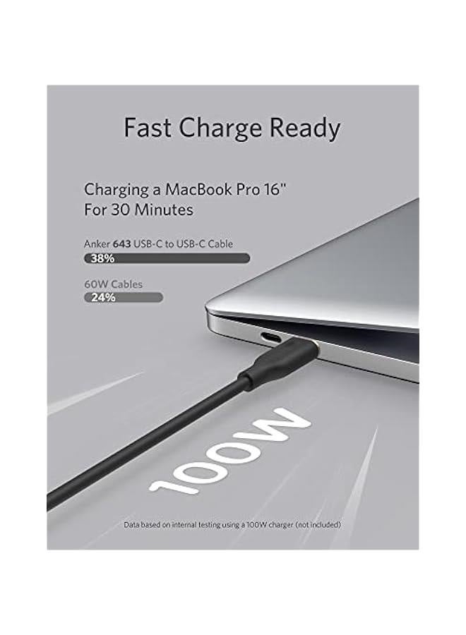 PowerLine III Flow, USB C to USB C Cable 60W 6ft/ft, USB 2.0 Type C Charging Cable Fast Charge for MacBook Pro 2020, iPad Pro 2020, iPad Air, iPad Mini 6, Pixel, Switch| Black - Image 3