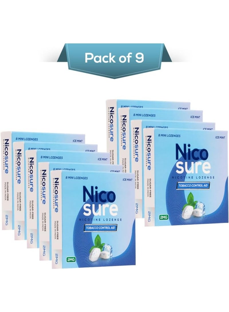 Generic Nicosure Nicotine Lozenge - 2mg | Pack of 9-72 Mini Lozenges |Tobacco Control Aid | Icemint Flavour |Aids in Quitting Tobacco| Tobacco Cessation|Sugar-free  - Image 3