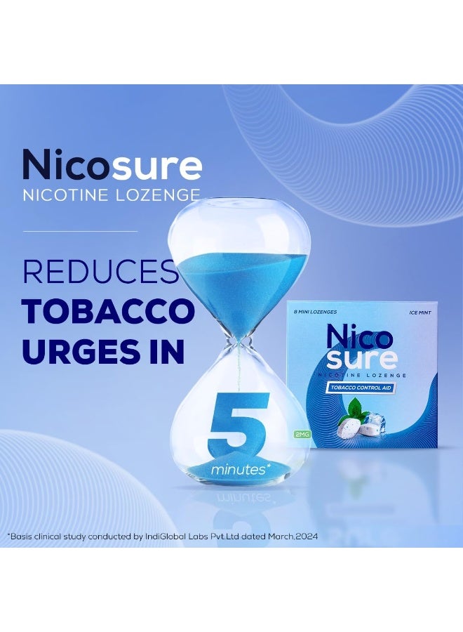 Generic Nicosure Nicotine Lozenge - 2mg | Pack of 9-72 Mini Lozenges |Tobacco Control Aid | Icemint Flavour |Aids in Quitting Tobacco| Tobacco Cessation|Sugar-free  - Image 2
