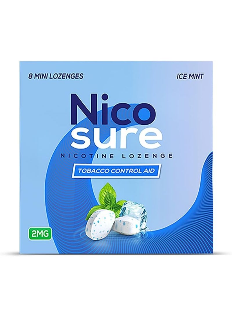 Generic Nicosure Nicotine Lozenge - 2mg | Pack of 9-72 Mini Lozenges |Tobacco Control Aid | Icemint Flavour |Aids in Quitting Tobacco| Tobacco Cessation|Sugar-free  - Image 1