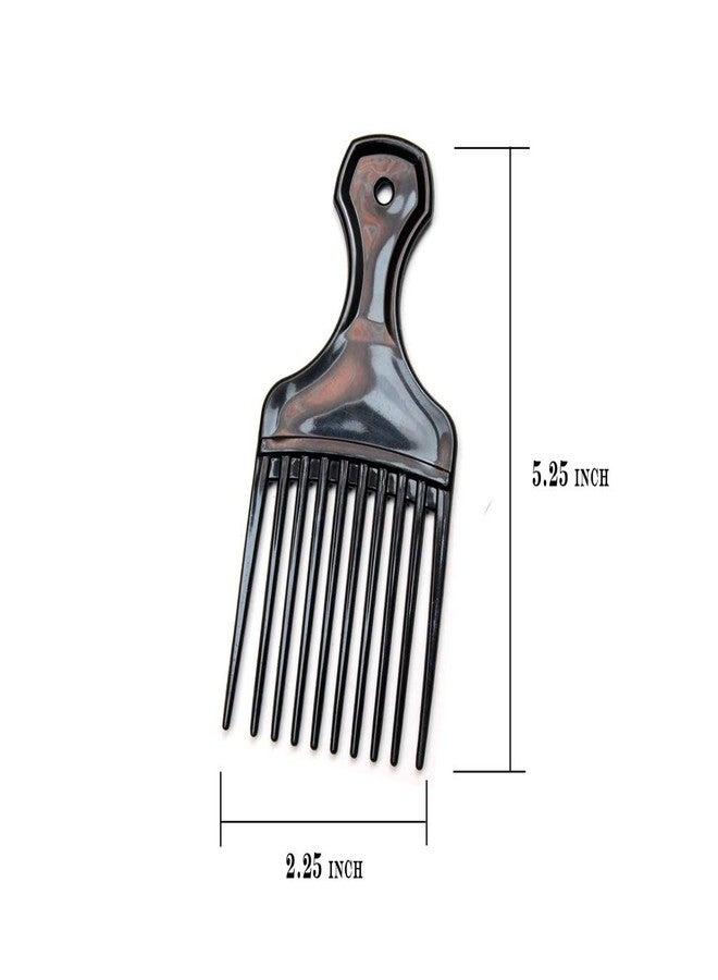 Luxxii (3 Pack) 5.25" Plastic Afro Pick Lift Hair Comb Detangle Wig Braid Hair Man Styling Comb (Black_B) - Image 3