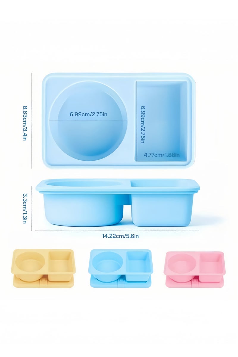 3-Pack Airtight Reusable Silicone Containers with Lids, Double Compartment Box Containers for Dates and Hummus, Multifunctional Portable Container, Salad Dressing Sauce Seasoning Container, Small Mini Food Hummus Snack Boxs for Travel, Office, Picnic, Gym, Ideal Gift for Friends & Family  - Image 3