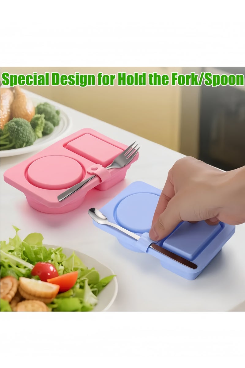 3-Pack Airtight Reusable Silicone Containers with Lids, Double Compartment Box Containers for Dates and Hummus, Multifunctional Portable Container, Salad Dressing Sauce Seasoning Container, Small Mini Food Hummus Snack Boxs for Travel, Office, Picnic, Gym, Ideal Gift for Friends & Family  - Image 5