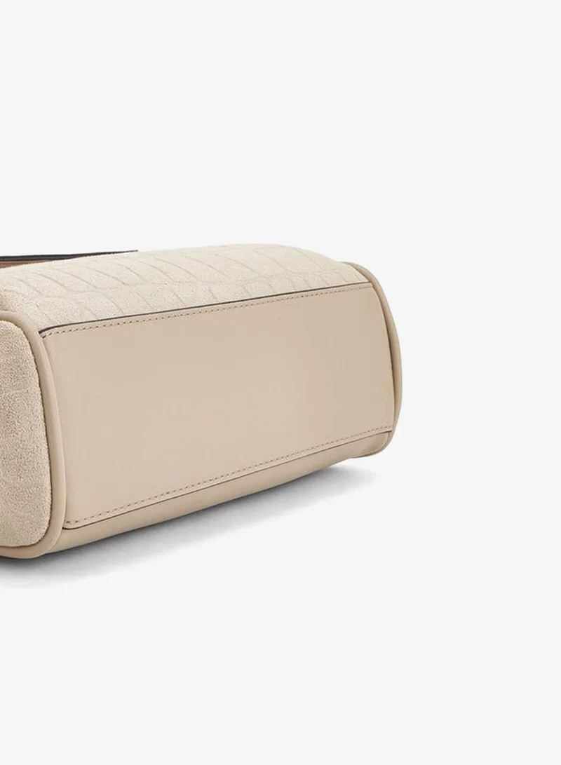 Celeste BEIGE Suede Textured Satchel Bag With Detachable Strap for Women | Best Price UAE