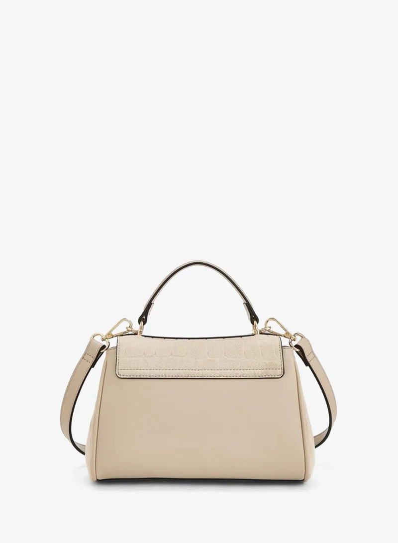 Celeste BEIGE Suede Textured Satchel Bag With Detachable Strap for Women | Best Price UAE