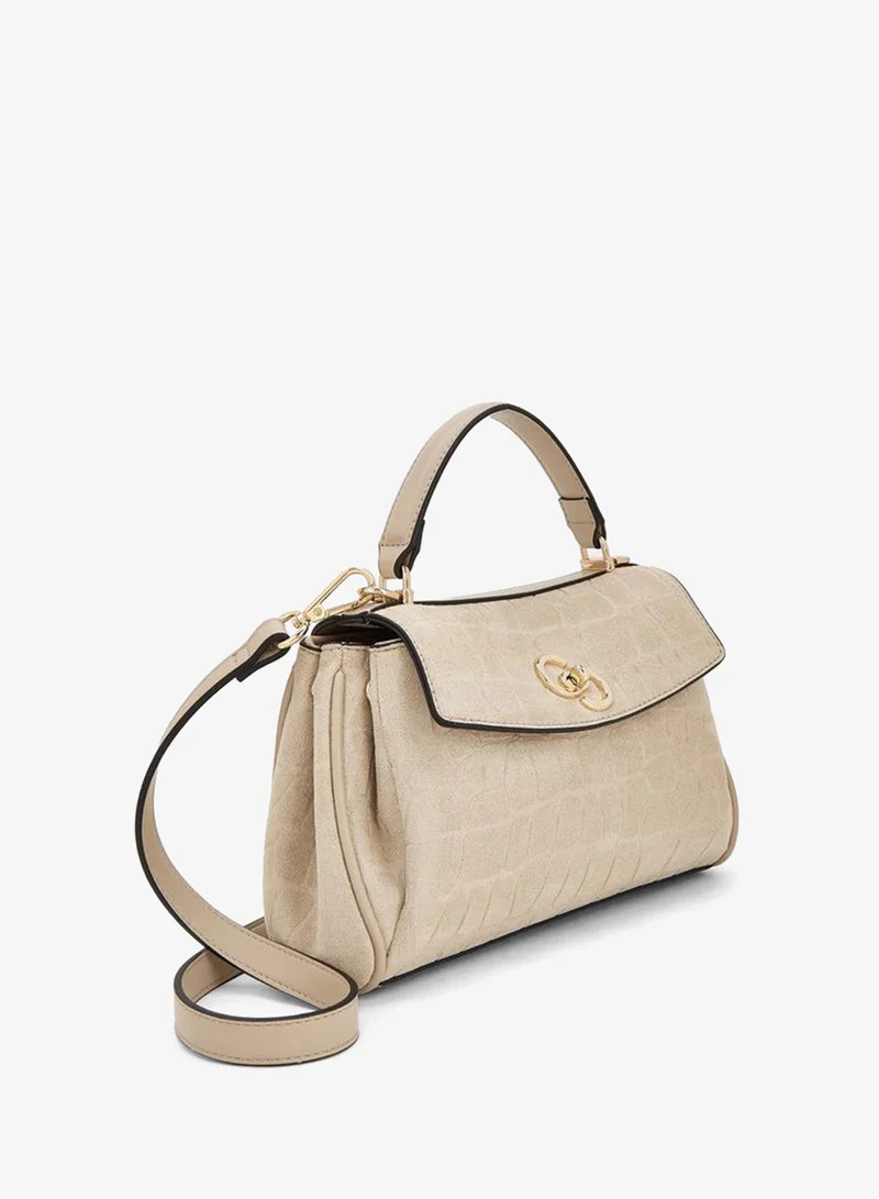 Celeste BEIGE Suede Textured Satchel Bag With Detachable Strap for Women | Best Price UAE