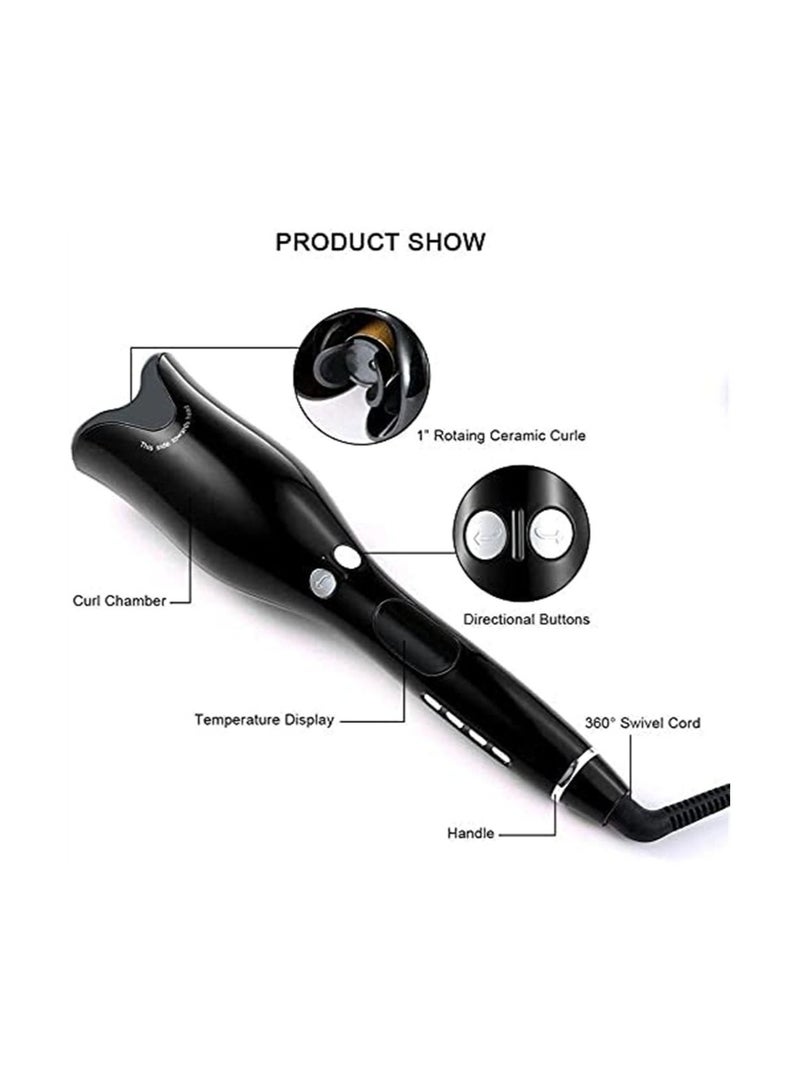 BLOOMING TIME Automatic Hair Curler Roller Air Spin N Curl 1 Inch Ceramic Rotating Magic Hair Curling Iron for All Hair Types LCD Digital Display Black - Image 2