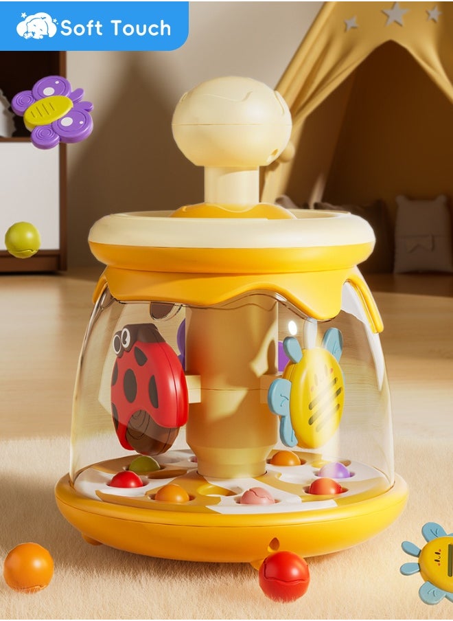 Soft Touch Baby Press Toy Toddler Spinning Toy Tumble Activity Dome Tumble Top Spinning Infants Toy Children Educational Toys Interactive Developmental Toy Gifts for 6 Month+  - Image 1