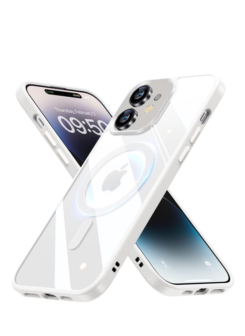 Generic Built in Magnets Compatible with MagSafe Clear Hard PC Back Cover Soft TPU Frame Shockproof Protective Slim Bumper Case for iPhone11 white  - Image 1