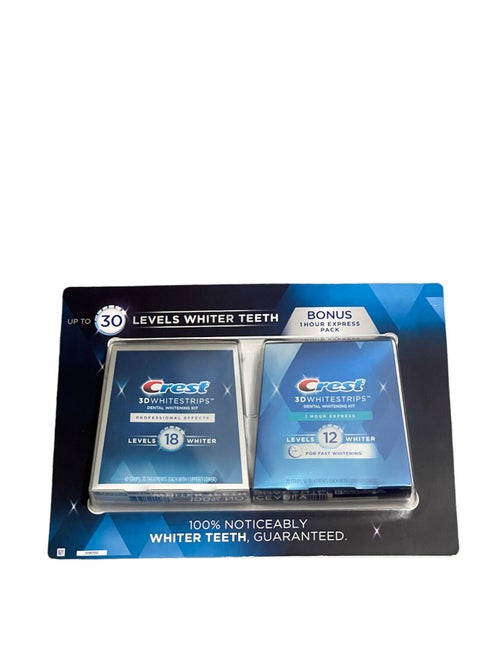 Crest 2 pieces of 3D teeth whitening strips from Crest Level 18 and 12