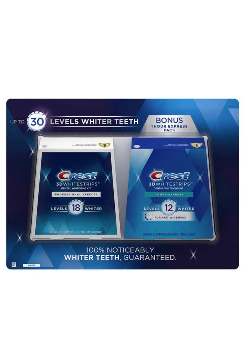 Crest 2 pieces of 3D teeth whitening strips from Crest Level 18 and 12