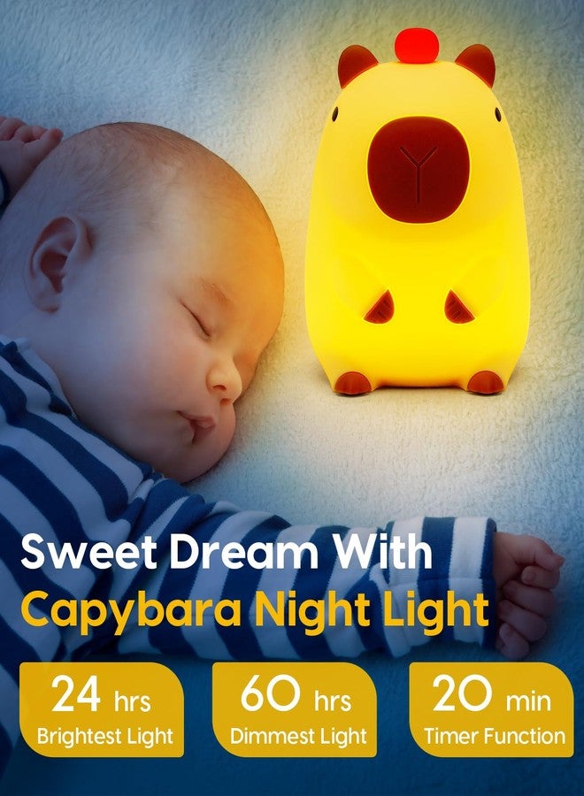 Amaredom Capybara Night Light,Cute Capybara Lamp,Silicone Dimmable Nursery Nightlight,Rechargeable LED Bedside Lamp with 20 Minutes Timer & Tap Control Baby Girls Women Bedrooms,Living Room,Yellow - Image 4