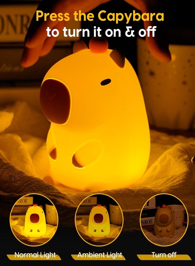 Amaredom Capybara Night Light,Cute Capybara Lamp,Silicone Dimmable Nursery Nightlight,Rechargeable LED Bedside Lamp with 20 Minutes Timer & Tap Control Baby Girls Women Bedrooms,Living Room,Yellow - Image 3