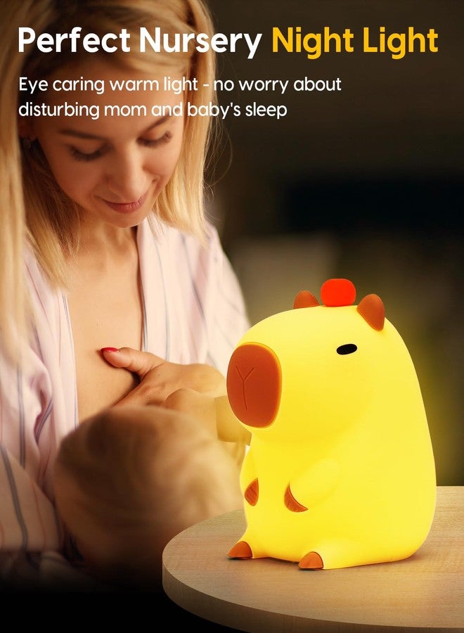 Amaredom Capybara Night Light,Cute Capybara Lamp,Silicone Dimmable Nursery Nightlight,Rechargeable LED Bedside Lamp with 20 Minutes Timer & Tap Control Baby Girls Women Bedrooms,Living Room,Yellow - Image 5