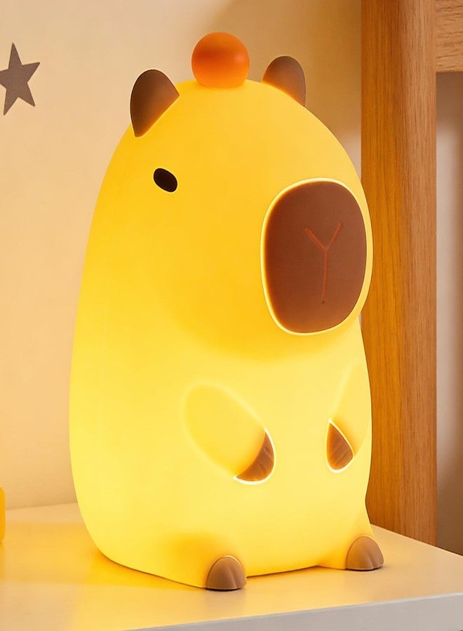 Amaredom Capybara Night Light,Cute Capybara Lamp,Silicone Dimmable Nursery Nightlight,Rechargeable LED Bedside Lamp with 20 Minutes Timer & Tap Control Baby Girls Women Bedrooms,Living Room,Yellow - Image 1
