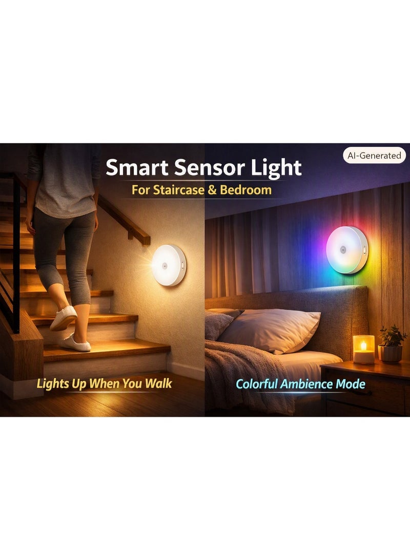 Motion Sensor RGB Night Light – Rechargeable – Magnetic – For Stairs, Kitchen & Bedroom - Image 1