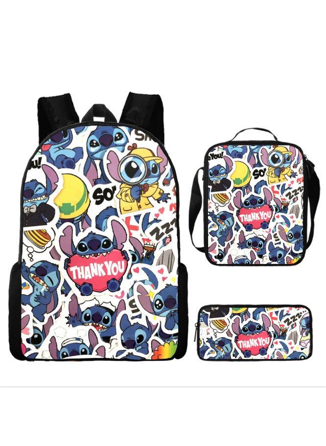 3 Pcs Anime Cartoon Stitch Backpack Set Schoolbag