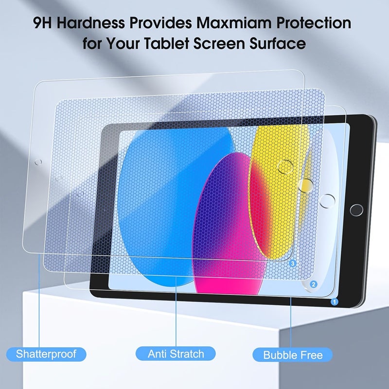 واقيان زجاجيان مقوى عالي الوضوح (HD) من النوع المقوى حرارياً لجهاز iPad 12 إصدار 2026، بصلابة 9H مقاومة للخدوش، شفافان. - Image 5