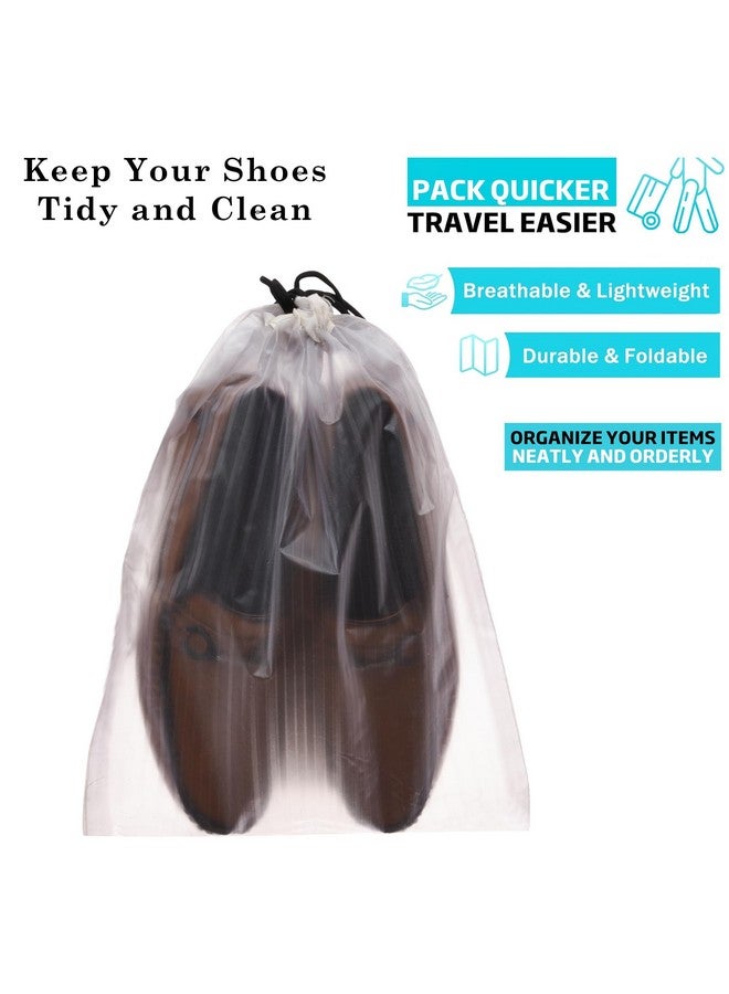 Kuber Industries Kuber Industries Shoe Cover Bag | Travel Shoe Storage Bags | PVC Storage Bags | Drawstring Shoe Cover | Transparent Shoe Storage Organizer | Lining-Design | Pack of 12 | White - Image 2