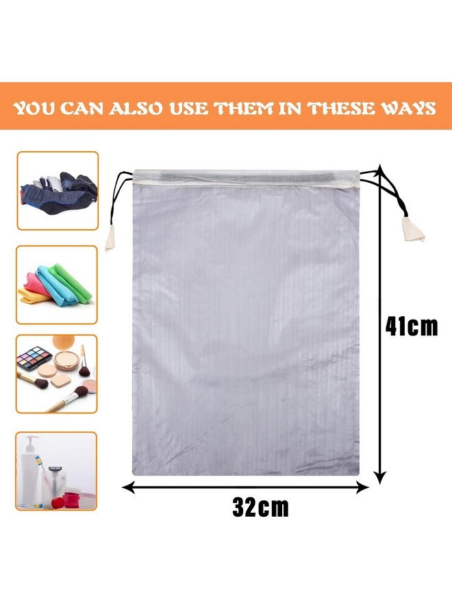 Kuber Industries Kuber Industries Shoe Cover Bag | Travel Shoe Storage Bags | PVC Storage Bags | Drawstring Shoe Cover | Transparent Shoe Storage Organizer | Lining-Design | Pack of 12 | White - Image 3