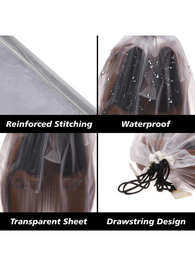 Kuber Industries Kuber Industries Shoe Cover Bag | Travel Shoe Storage Bags | PVC Storage Bags | Drawstring Shoe Cover | Transparent Shoe Storage Organizer | Lining-Design | Pack of 12 | White - Image 4