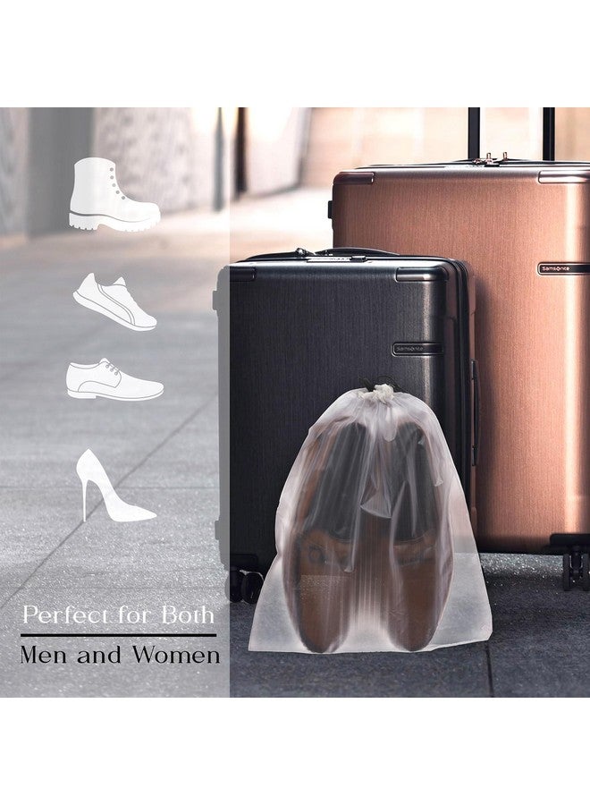 Kuber Industries Kuber Industries Shoe Cover Bag | Travel Shoe Storage Bags | PVC Storage Bags | Drawstring Shoe Cover | Transparent Shoe Storage Organizer | Lining-Design | Pack of 12 | White - Image 5