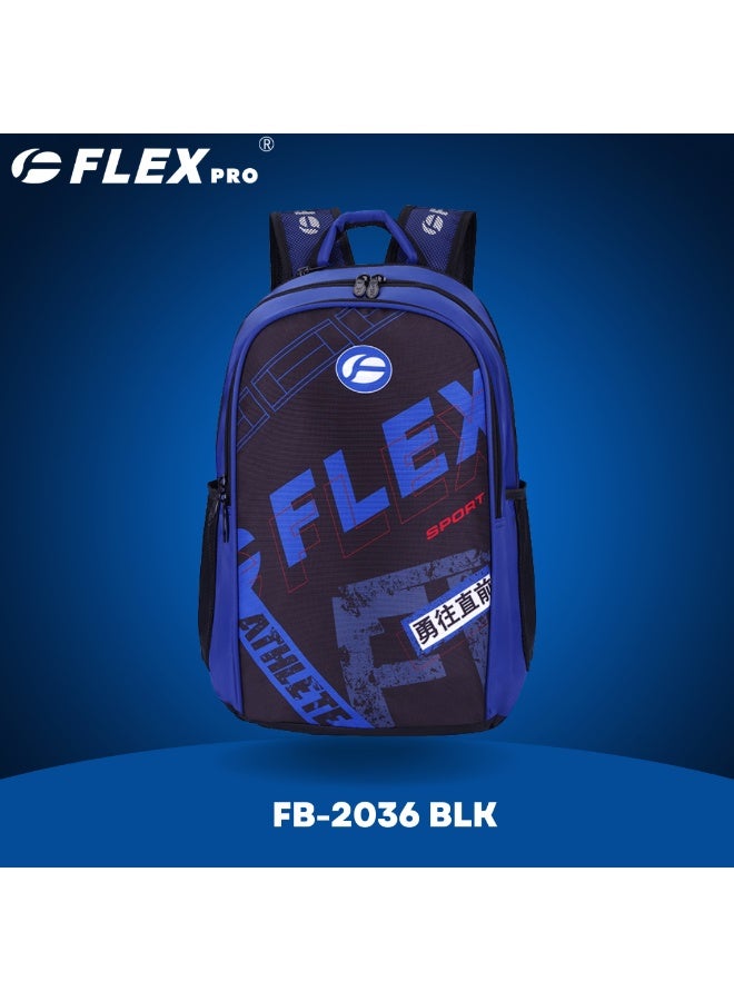 FLEX PRO JUNIOR BACKPACK | 420 Twill, 900D Antique Spray-Painted Fabric, Sandwich Mesh | BLACK-BLUE - Image 1