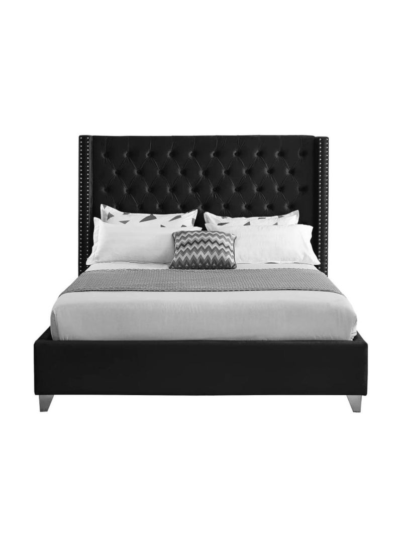 Karnak Amos Button Tufted Upholstered Velvet Bed Size 180x200cm - Image 3