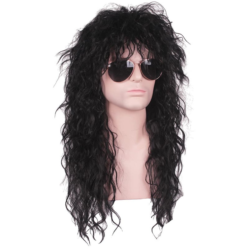 ColorGround Long 80s Fashion Smart Rocker Style Wig (Black with Tattoo Arm) - Image 4