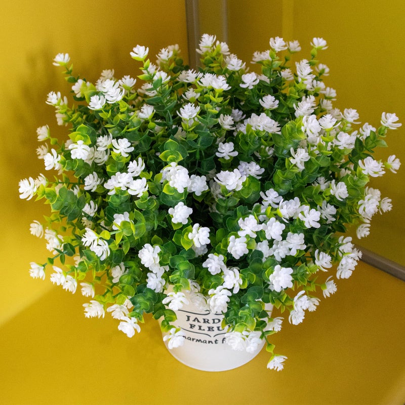BCBLF No Fade Artificial Flowers Outdoors, 16 Bundles Realistic Floral Greenery Plants UV-Anti Plants Fake Boxwood for Outdoor Indoor Home Garden Porch and Window Box DÃ©cor â€“ White - Image 3