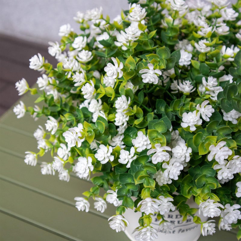 BCBLF No Fade Artificial Flowers Outdoors, 16 Bundles Realistic Floral Greenery Plants UV-Anti Plants Fake Boxwood for Outdoor Indoor Home Garden Porch and Window Box DÃ©cor â€“ White - Image 4