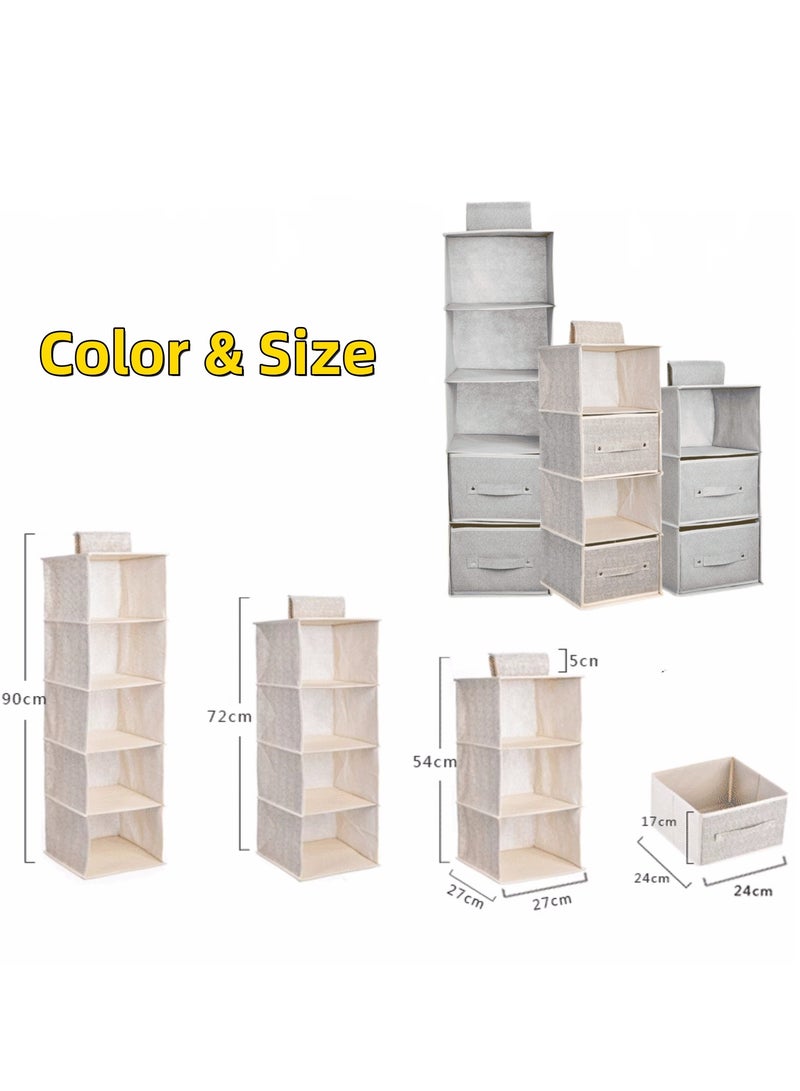 NOVOLAN NOVOLAN Wardrobe Hanging Storage Bag Hanging Closet Organizer, Dressing Room Finishing Hanging Underwear Storage Bag Household Multi-Layer Box Dust Bag Foldable Includes 2 Drawers (beige)  - Image 3