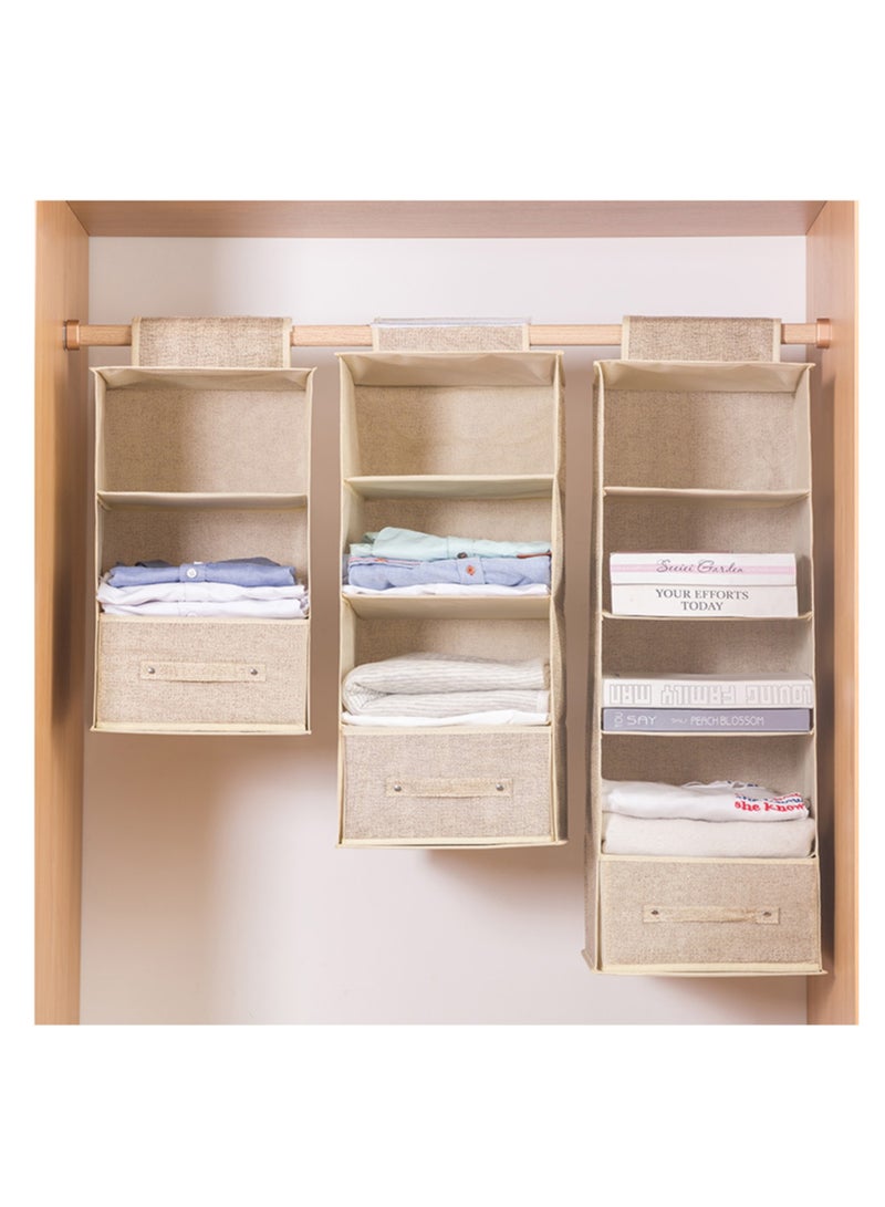 NOVOLAN NOVOLAN Wardrobe Hanging Storage Bag Hanging Closet Organizer, Dressing Room Finishing Hanging Underwear Storage Bag Household Multi-Layer Box Dust Bag Foldable Includes 2 Drawers (beige)  - Image 1