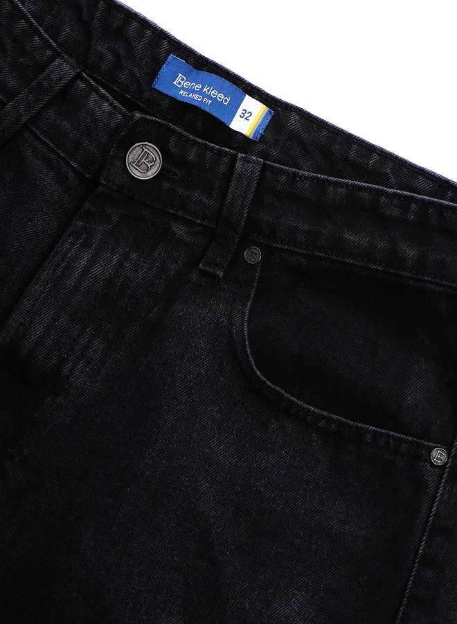 Styli Men Black Relaxed Fit Denim Shorts By Bene Kleed