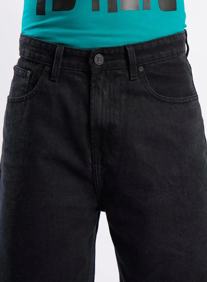 Styli Men Black Relaxed Fit Denim Shorts By Bene Kleed