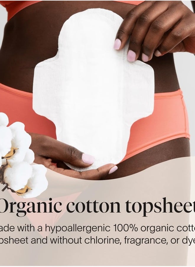 Organic Pads | Ultra Thin Period Pads with Wings | Regular Absorbency | Ultra-Absorbent Sanitary Pads for Women | 100% Organic Cotton Topsheet (36 Count)