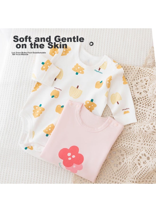 Babyprints Babyprints Baby Romper 2-pack, Newborn Onesie, Pure Cotton Long Sleeve, All-season Underwear For Newborns, Yellow, Size 59  - Image 1