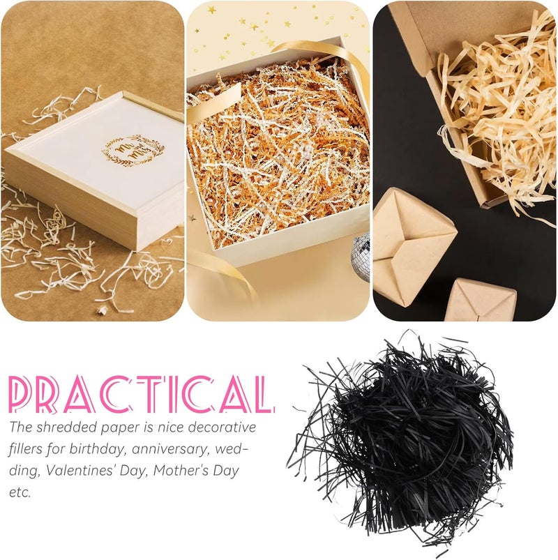 HEANUJJ Black Crinkle Shredded Paper Filler 500g Pack Shredded Paper for Baskets and Boxes for Party and Holiday Decorations - Image 3